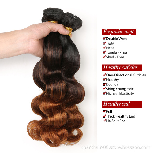 SPARK Body Wave Brazilian Human Hair Bundles With Lace Closure Body Wave ombre color cheap bundles virgin human hair hair